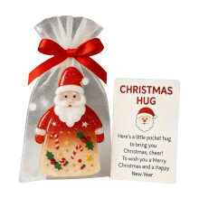 Little Pocket Christmas Hug Gifts with Encouragement Cards, Mini Santa Charm Ornaments – Compatible with Emotional Support Pockets