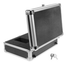 Small Metal Lock Box with Foam Insert, Portable Aluminum Case for Personal Items, Tools, Briefcase Style