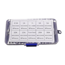 9 Values 72pcs Slow Blow Glass Tube Fuses Assortment Kit 6x30mm 250V 0.5A/1/2A/3A/5A/10A/15A/20A/30A Fuses Glass Tube Glass + Metal