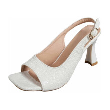 White Women'S Heeled Sandals Open Toe Square Toe Ankle Strap Thin Heel Casual Comfortable Plus Size Dress Shoes With Box Size Eu 39 Weight 1.12 Lbs