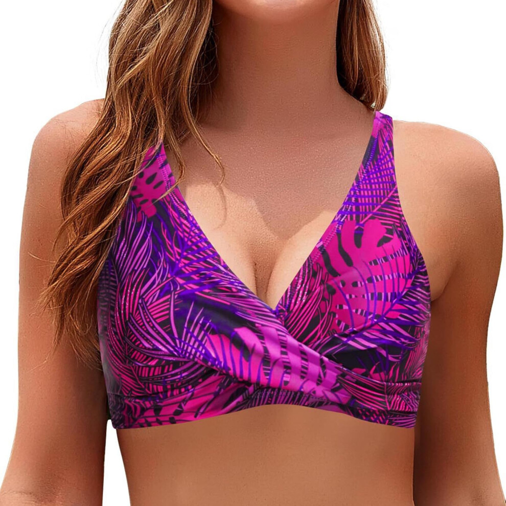 Tropical Leaf Print Bikini Set for Women, Cross-Back Adjustable Straps and 4-Way Stretch,Multicolor,Size 2XL-image-OPC-PSCX2DZ-NEW