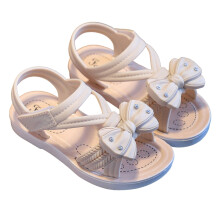 Fashionable Girls Summer Sandals with Floral Comfortable Lightweight Flat Sole Footwear for Toddlers and Kids Beige 5.5-6 Years