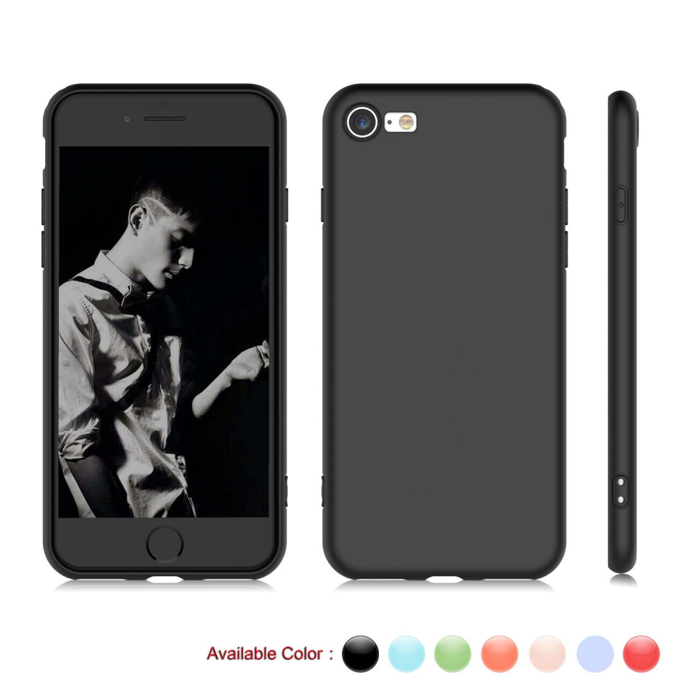Shockproof Ultra-Slim Silicone Case For Iphone Se (2Nd Gen, 2020), Iphone 7 & 8 Â Tpu Soft Gel Cover, Compatible With Apple Black 9170372286737