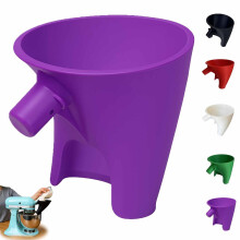 Flour Funnel for KitchenAid Mixer, No-Mess Anti-Splash Attachment Compatible with Tilt-Head 4.5–5 Qt (KSM150), Dishwasher-Safe, Purple
