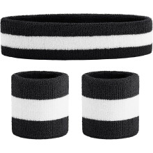 Sweatband Set Sports Headband Wristband Set Sweatbands Terry Cloth Wristband Wrist Sweatband Headbands Moisture Wicking Sweat Absorbing Head Band