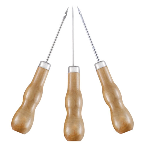 Sewing Awl with Wooden Handle for Leather Stitching - 2