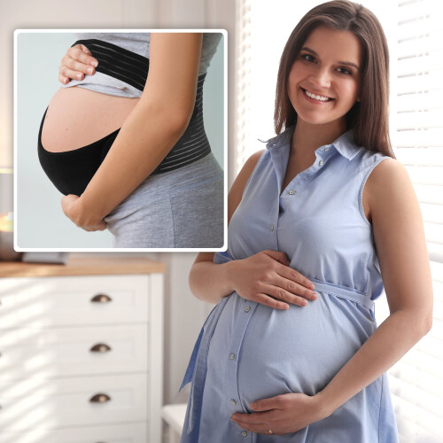 Pregnancy Belly Support Belt Breathable Black X-Large 1 Set 1