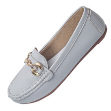 Gray Women'S Flat Slip On Loafers Casual Round Toe French Style Soft Sole Comfortable Outdoor Indoor Shoes 1 Pair Without Shoe Box Size 40 Eu