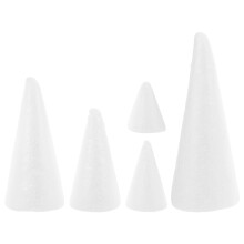 Party Cone Foam Cone Craft Supplies White DIY Craft Christmas Decoration 5pcs