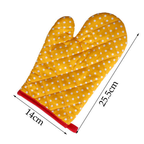 2Pcs Heat Resistant Thick Oven Gloves Dot Mitts Microwave Insulation Ovenware Baking Bakeware Tools Kitchen Accessories Red A 1