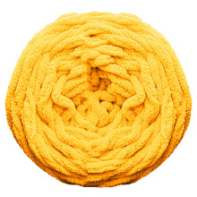 Chunky Chenille Yarn for Hand Knitting & Crocheting – Super Bulky, Jumbo, 4.7x4.7", Yellow (1 Pack), compatible with standard knitting tools
