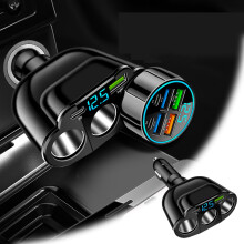 Car Multi-Function Charger Adapter 5-In-1 - 66W PD Fast Charging with 3 USB Ports, Lockable Socket & USB-C Port for Smart Devices