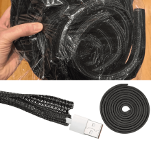 Funda para cable trenzada, dividida y autoenrollable de 3 metros (10 pies)