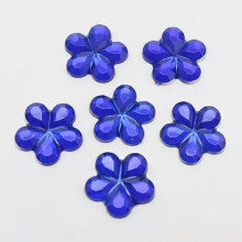 Strass acrílico plano em formato de flor, 15 mm, azul royal, 200 peças