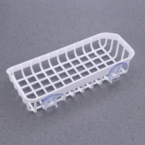 Kitchen Bathroom Multi-functional Plastic Double Sucker Wall Hanging Storage Rack Storage Rack (White) 1