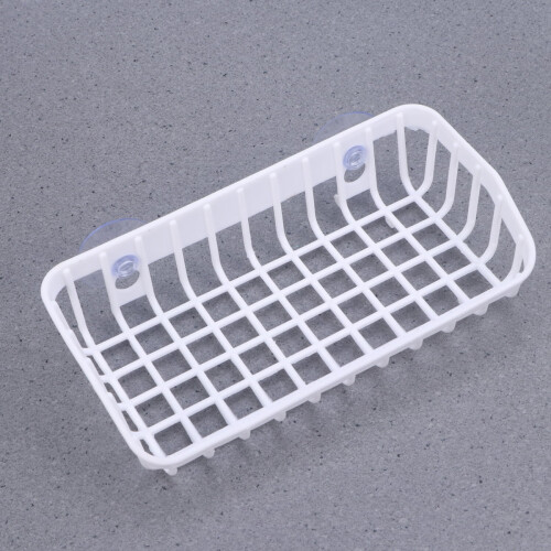 Kitchen Bathroom Multi-functional Plastic Double Sucker Wall Hanging Storage Rack Storage Rack (White) 2