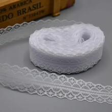 20 Yards Bilateral Handicrafts Embroidered Lace Trim 25mm Sewing Wedding-White