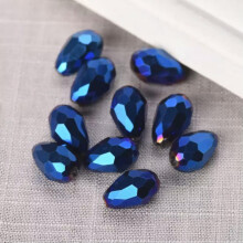 Tropfenförmige Kristallglasperlen, facettiert, 12 x 8 mm, 30 Stück, Metall