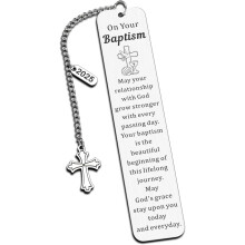 Christian Baptism Bookmark Gift for Girls, Boys, Goddaughters & Godsons – Catholic Baptism Gift, Easter Basket Stuffer, Compatible with Precious