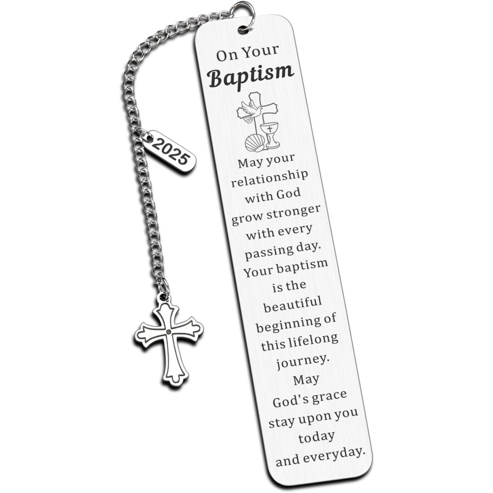 Christian Baptism Bookmark Gift for Girls, Boys, Goddaughters & Godsons – Catholic Baptism Gift, Easter Basket Stuffer, Compatible with Precious