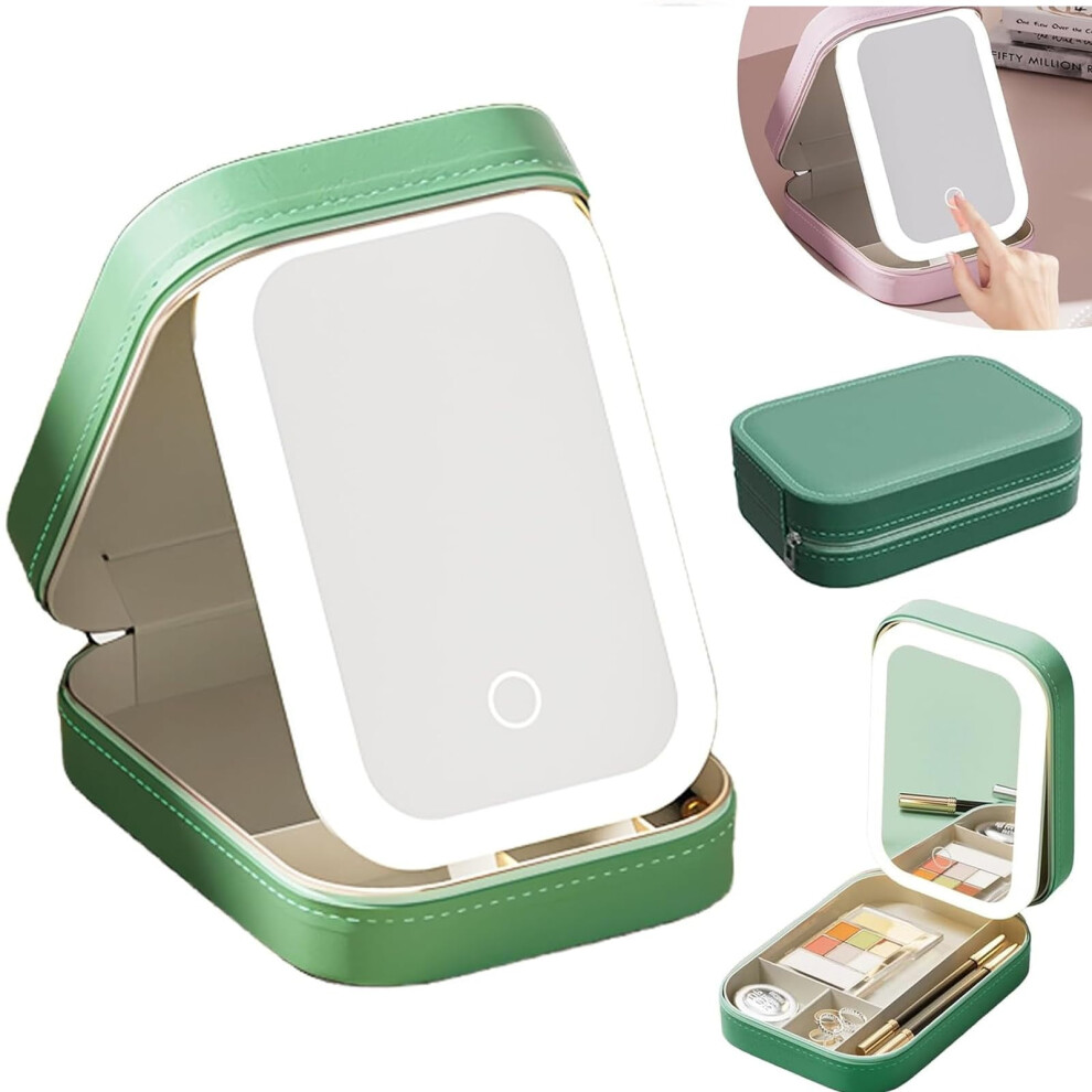 Portable vanity mirror, Travel vanity mirror, Cosmetic storage box, The cosmetic storage box is integrated with the mirror, Comes with a fill light