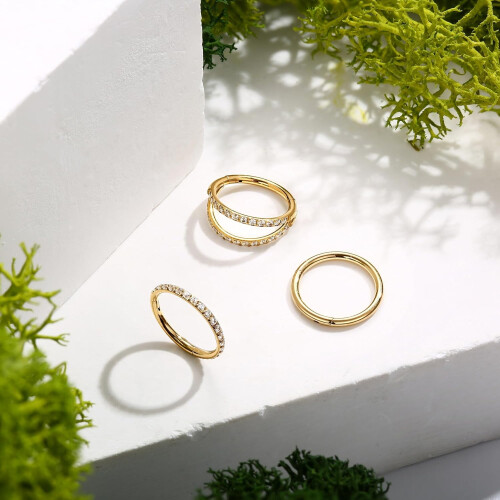 3 τεμάχια ρινικοί κρίκοι 16G/18G/20G, χειρουργικοί κρίκοι από ατσάλι 316L με CZ, για 2
