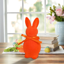 Figura de conejito de Pascua aterciopelado para mesa, decoración primaveral para el hogar, decoración festiva para fiestas de Pascua, adorno para
