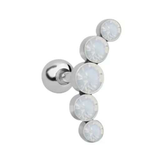 Κρύσταλλο Gem Opal Χόνδρος Helix Tragus Ear Piercing Σκουλαρίκια Stud Κοσμήματα Σώματος-Opal