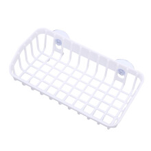 Étagère de rangement murale à double ventouse en plastique blanc