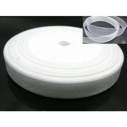 Fita de organza branca 3/8 polegadas 50 jardas