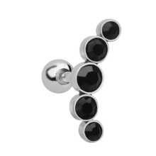 Boucles d'oreilles puces en opale et cristal pour cartilage, hélix et tragus - noir