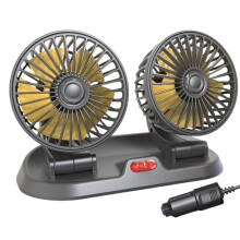 Ventilador portátil de 12 V con doble cabezal, giratorio 360, 2 velocidades, potente flujo de aire para coche/SUV/camión/furgoneta.