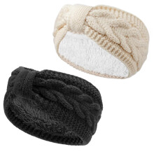 Fascia per capelli invernale in maglia intrecciata con trecce e fodera interna morbida (2 pezzi)