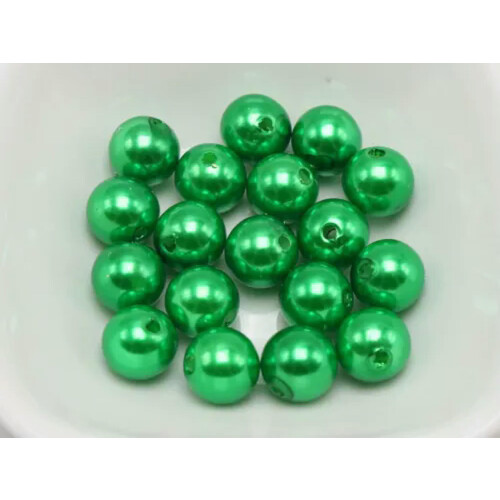 Mărgele din plastic cu perle artificiale, rotunde, 10 mm, verde, 100 buc.