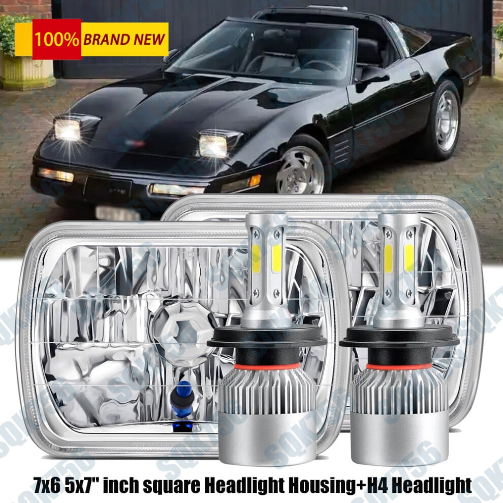 Pair Dot 5X7" 7X6" Led Headlights Hi-Lo For Chevy Malibu 1978-1981 Corvette 974856423675