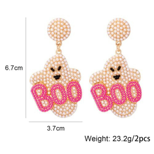 Ghost Halloween Earrings Alloy Studs Orange 2