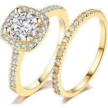 Silver Rose Gold 1.5 Carat Wedding Engagement Eternity Bridal Ring Set