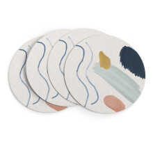 Mid Century Round Placemats Set of 4,Art Modern 15 inch Table Mat for Kitchen Dining Table Decoration