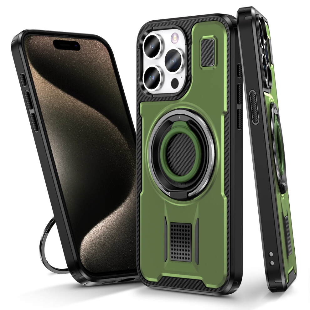 Iphone 15 Pro Case – Compatible, Precise Cutouts, Double Ring Kickstand, Shockproof & Anti-Scratch, Green 9165521838233