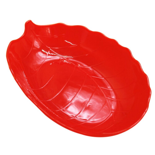 Novelty Leaf Style Plastic Fruit Plate Basket Fruit Bowl Candy Fruit Tray (Red)