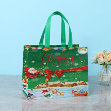 Sac cadeau de Noël pliable et portable de 32,5 x 25 x 17 cm (12,8 x 9,84 x 6,69 pouces) en tissu non tissé enduit, idéal pour les emballages