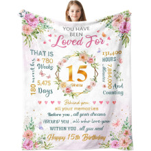 Couverture pour le 15e anniversaire des adolescentes – 76 x 102 cm, cadeau de quinceañera et d'anniversaire, convient aux adolescentes