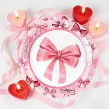 10 piatti di carta usa e getta con motivo a fiocco acquerellato, 23 cm, per feste di compleanno, matrimoni, baby shower, rosa, blu e neri, eleganti e