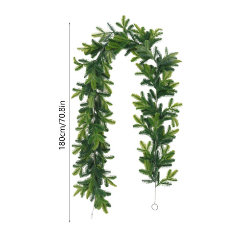 1.8m Artificial Pine Garland – Green Rattan & Cedar 2