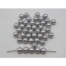 Kunststoff-Imitatperlen, 10 mm rund, 100 Stück, grau