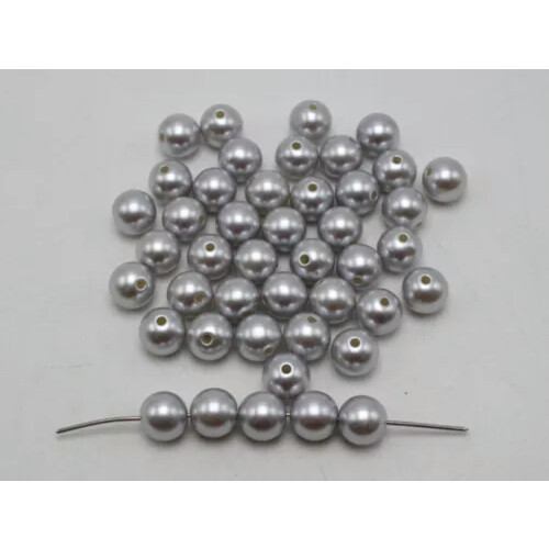 Kunststoff-Imitatperlen, 10 mm rund, 100 Stück, grau