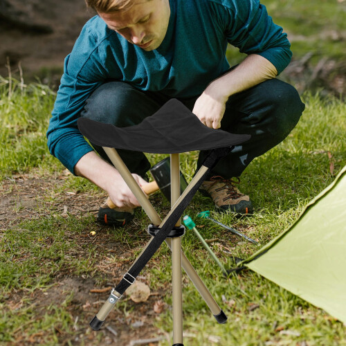Camping stool portable canvas seat black 1 2
