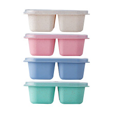 Boîte à goûter portable à compartiments avec couvercle, boîte bento portable à 4 compartiments en matériau de blé pour fruits, collations et