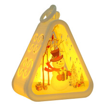 Lanterne triangulaire suspendue de Noël avec lumières LED, veilleuse lumineuse sur le thème de Noël pour sapin de Noël et décoration