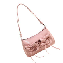 Sac bandoulière femme tendance avec détails nœuds, pratique et élégant, en PU, idéal pour le travail et les sorties décontractées.